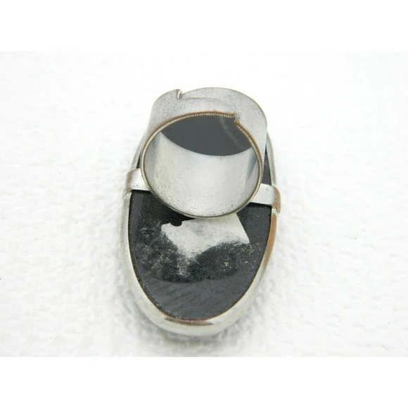 UNIQUE Silver Tone Abstract Faceted Blue Art - Picture 4 of 4